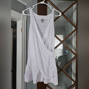 Vanity White Draped Sleeveless Wrap Tank Top